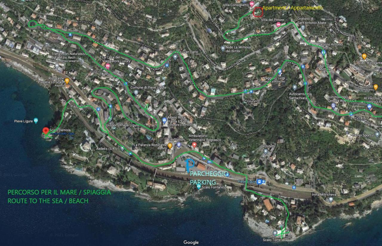 Casaviva - Ampio Trilocale Vista Mare Con Piscina - Pieve Alta Apartment Pieve Ligure Exterior foto