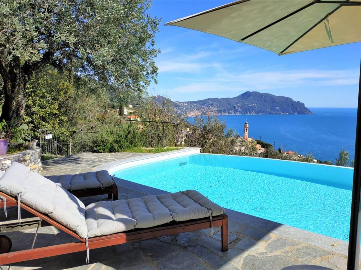 Casaviva - Ampio Trilocale Vista Mare Con Piscina - Pieve Alta Apartment Pieve Ligure Exterior foto